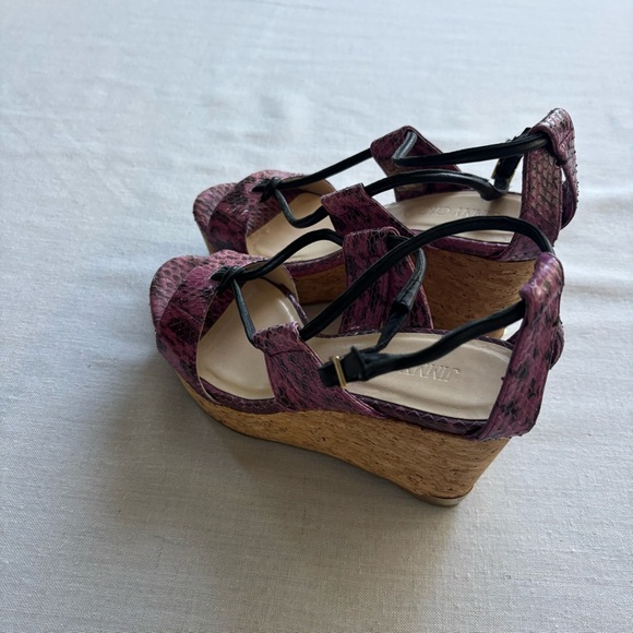 Jimmy Choo Nelson 100 Madeline Elaphe Cork Platform Wedge Sandals 6.5